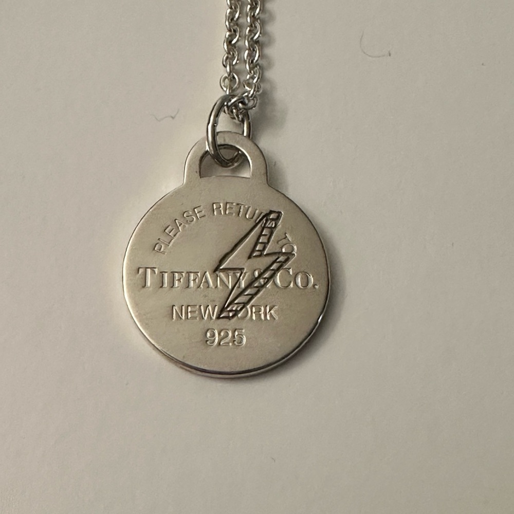 Tiffany & Co Silver Round Return to Tiffany Charm with Lightning Etching